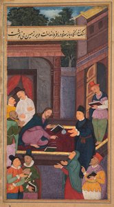 Jesus escreve no terreno, de um Espelho da Santidade Mirat al-quds ..., 1602-1604. de Unbekannt