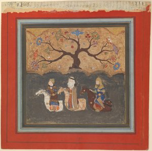 Kai Khusrau, Farangis e Giv Atravessando o Rio Jihun Oxus, Folio from a..., meados do século XV. de Unbekannt