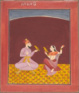 Kamod Raga, da família Dipak Raga, página de uma série Ragamala, c. 1750 de Unbekannt