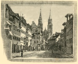 Karolinen-Strasse e Igreja de São Lourenço, Nuremberg, 1890. de Unbekannt