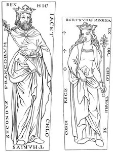 Rei Clotaire II 584-629 e Bertude 575-604, século XII 1849 de Unbekannt