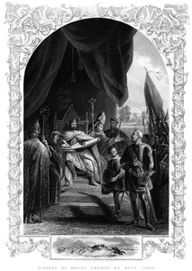 Rei João 1167-1216 assinando a Carta Magna em Runnymede, 1215 de Unbekannt