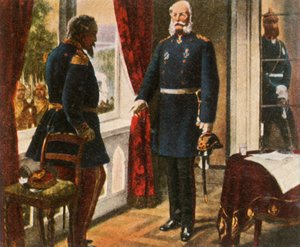 Rei Wilhelm e Imperador Napoleão após a Batalha de Sedan, 2 de setembro de 1870, 1936. de Unbekannt
