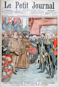 Rei e rainha de Portugal, presenteados com flores pelo almirante Touchard, 1904 de Unbekannt