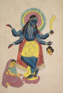 Krishna como Kali adorado por Radha, de 1800. de Unbekannt