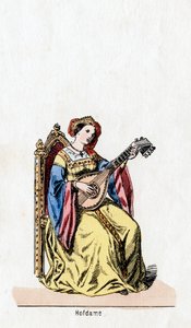 Lady-in-waiting, figurino para peça de Shakespeares, Henrique VIII, século XIX de Unbekannt