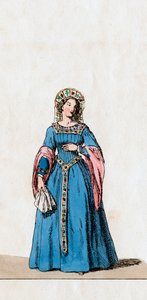 Lady-in-waiting, figurino para peça de Shakespeares, Henrique VIII, século XIX de Unbekannt
