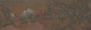 Pintura de paisagem de figura em cenário de floresta. de Unbekannt