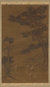 Paisagem: artesãos sob um grande pinheiro, dinastia Ming, séculos XVI-XVII. de Unbekannt