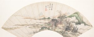 Paisagem ao estilo de Huichong, século XVIII ou posterior, data espúria de 1676. de Unbekannt