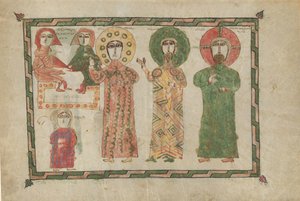 Folha de um livro do evangelho com quatro evangelistas permanentes, armênio, 1290-1330. de Unbekannt