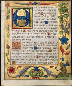 Folha de um Saltério e Livro de Orações: E inicial com borda ornamental ... reto, c. 1524 de Unbekannt