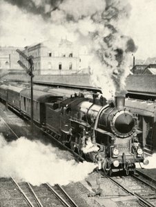 Saindo de Budapeste. Um trem expresso parte da Estação Central, 1935-36. de Unbekannt