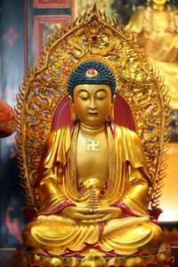 Leong San Buddhist Templo. Estátua de Buda Dourado. Singapura de Unbekannt