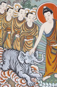 Vida de Buda Domando um elefante, Seul, Coree du Sud de Unbekannt