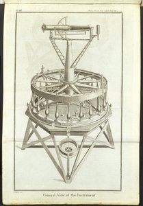 Gravura em linha do primeiro grande teodélito Gravura em linha do primeiro grande teodélito (círculo horizontal de 3 pés) retratado nas Transacções Filosóficas da Royal Society Vol de Unbekannt