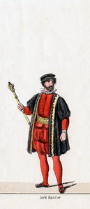 Lord Chancellor, figurino para a peça de Shakespeares, Henrique VIII, século XIX de Unbekannt