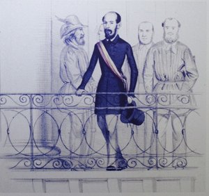 Lorenzo Brentano na varanda do Rathaus em Karlsruhe de Unbekannt