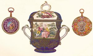 Luís XVI. Repetidor de ouro, c.1770, Porringer velho de porcelana de Chelsea e capa, c.1710, 1903 de Unbekannt