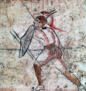 Pintura mural lucaniana de um guerreiro, século IV de Unbekannt
