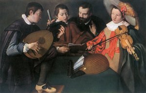 Alaúde e violino, pintor italiano desconhecido do século XVII, 1948 de Unbekannt