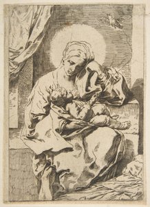 Madonna e criança com um pássaro, copie ao contrário depois de Cantarini, ca. 1635-1636 ou depois. de Unbekannt
