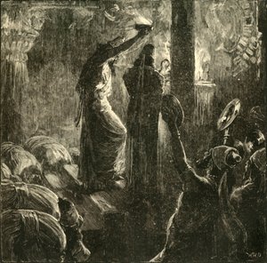 Magos em volta do fogo sagrado, 1890. de Unbekannt