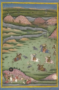Maharana Amar Singh II ou Sangram Singh que caça o javali, século XIX. de Unbekannt