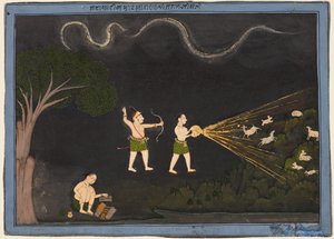 Maharana Jagat Singh vestido como um Bhil, caçando veados à noite, c. 1735-40. de Unbekannt