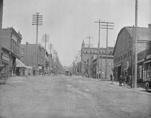 Rua principal, cidade do Butte, Montana, c1897. de Unbekannt