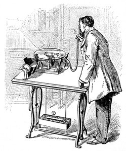 Fazendo gravações no Emile Berliners Gramophone, c1887 de Unbekannt