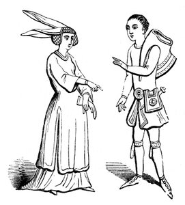 Traje masculino e feminino, c1350, 1910 de Unbekannt