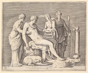 Homem frequentado por três mulheres, publicado ca. 1599-1622. de Unbekannt