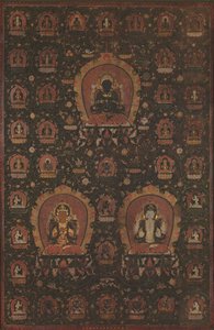 Mandal de Vajradhara, Manjushree e Shadakshari-Lokeshwar, datado de 1479. de Unbekannt