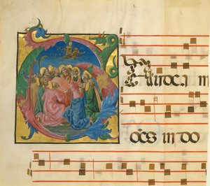 Iluminação Manuscrito com a Assunção da Virgem em uma inicial G..., italiano, 1450-60. de Unbekannt