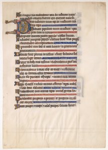 Folha de Manuscrito de um Saltério Real, século XIII. de Unbekannt