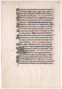 Folha Manuscrito de Saltério Real, século XIII. de Unbekannt