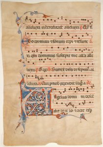 Folha Manuscrito com Inicial Foliada A, de um Antifonário, séc. XIV. de Unbekannt