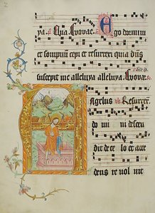 Folha Manuscrito com inicial A, de um Gradual, alemão, segundo quartel do século XV. de Unbekannt