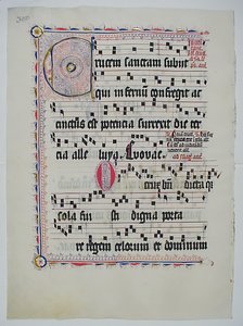 Folha manuscrita com inicial C, de um antifonário, alemão, segundo quartel do século XV. de Unbekannt