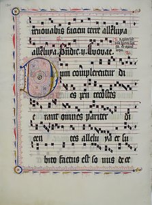 Folha Manuscrito com inicial D, de um antifonário, alemão, segundo quartel do século XV. de Unbekannt