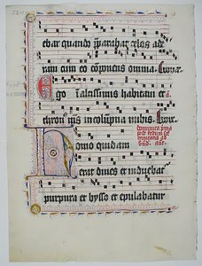 Folha manuscrita com inicial H, de um antifonário, alemão, segundo quartel do século XV. de Unbekannt