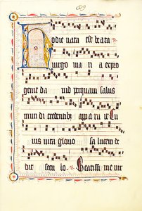 Folha Manuscrito com inicial H, de um antifonário, alemão, segundo quartel do século XV. de Unbekannt