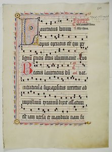 Folha Manuscrito com inicial L, de um antifonário, alemão, segundo quartel do século XV. de Unbekannt