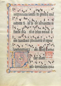 Folha Manuscrito com inicial L, de um antifonário, alemão, segundo quartel do século XV. de Unbekannt