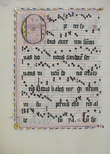 Folha Manuscrito com inicial O, de um antifonário, alemão, segundo quartel do século XV. de Unbekannt