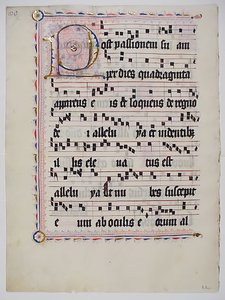 Folha Manuscrito com P inicial, de um antifonário, alemão, segundo quartel do século XV. de Unbekannt