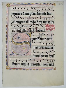 Folha manuscrita com inicial S, de um antifonário, alemão, segundo quartel do século XV. de Unbekannt