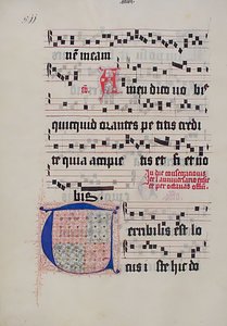 Folha Manuscrito com inicial T, de um Gradual, alemão, segundo quartel do século XV. de Unbekannt