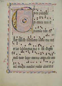 Folha Manuscrito com inicial T, de um antifonário, alemão, segundo quartel do século XV. de Unbekannt